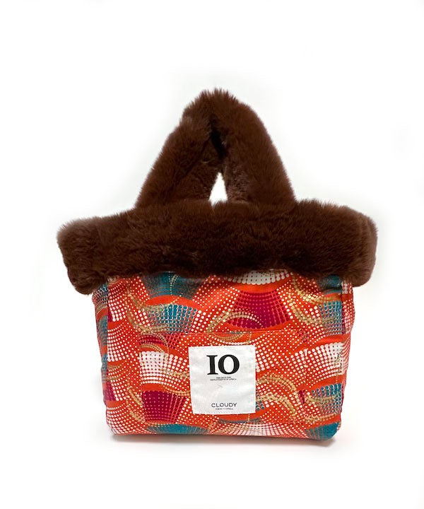 Eco Fur × African Fabric Tote Bag  BROWN (Medium)