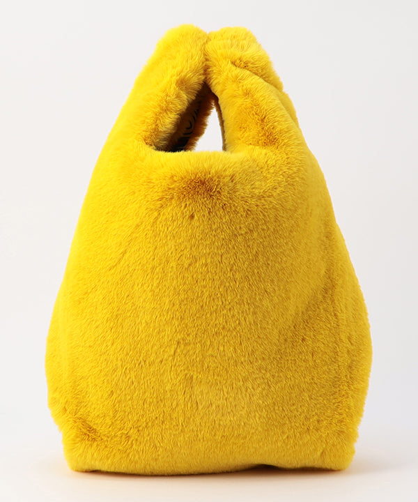 Eco Fur × African Fabric Convenience Bag  (Medium) YELLOW
