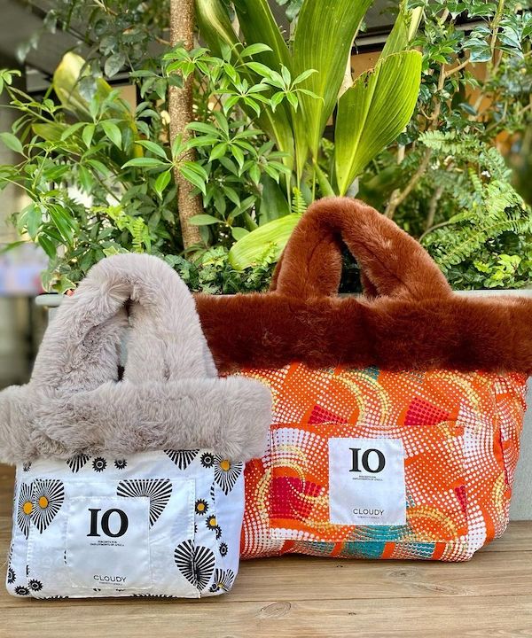 Eco Fur × African Fabric Tote Bag  BROWN (Medium)