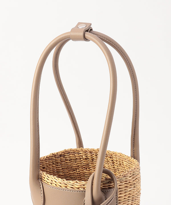 Tube Basket × Fake Leather handle GREIGE