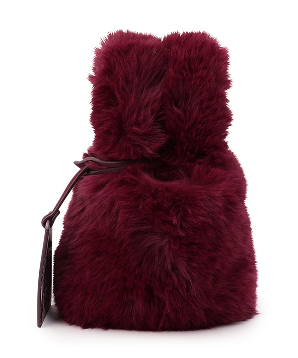 Eco Fur Tote Bag (Small) BURGUNDY