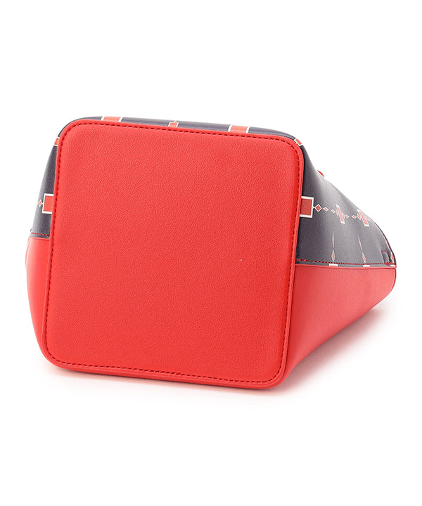 Printed Fake Leather 2Way Handbag (Small) RED