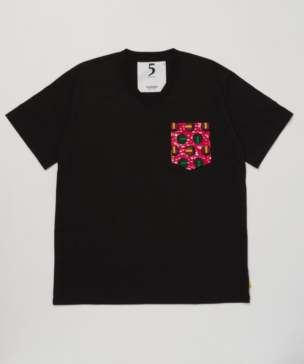 Pocket T-SHIRTS Vneck 094 BLACK