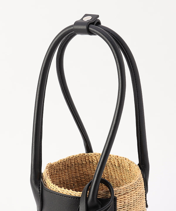 Tube Basket × Fake Leather handle BLACK