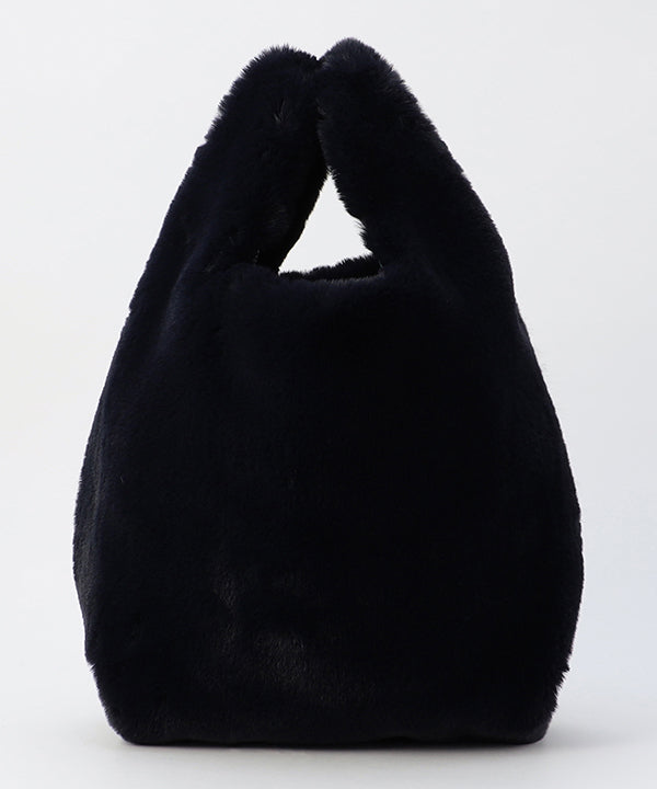 Eco Fur × African Fabric Convenience Bag  (Medium) D.NAVY