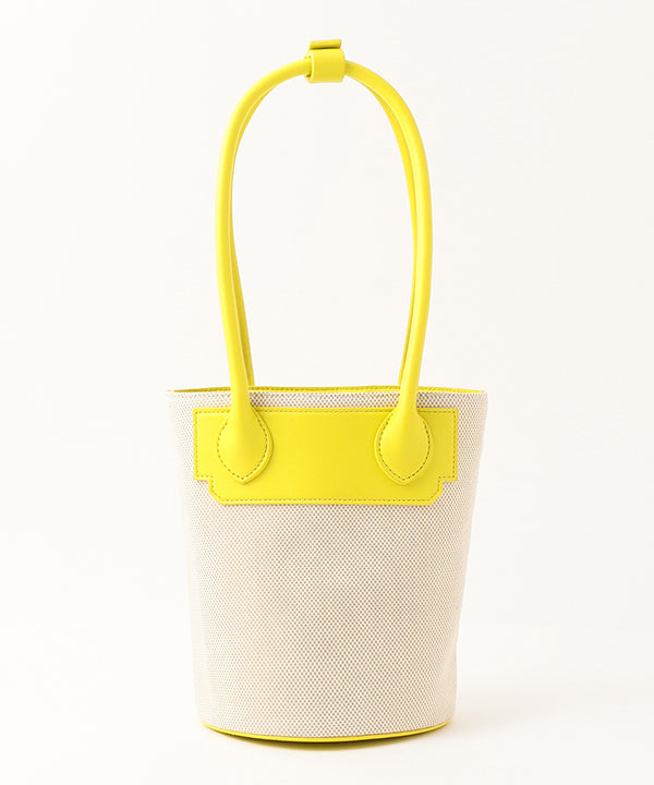 Fake Leather Handle × Canvas Tube Bag YELLOW | バッグ | CLOUDY公式 
